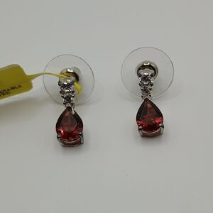 Red Mozambique Garnet Teardrop Sterling Silver Earrings